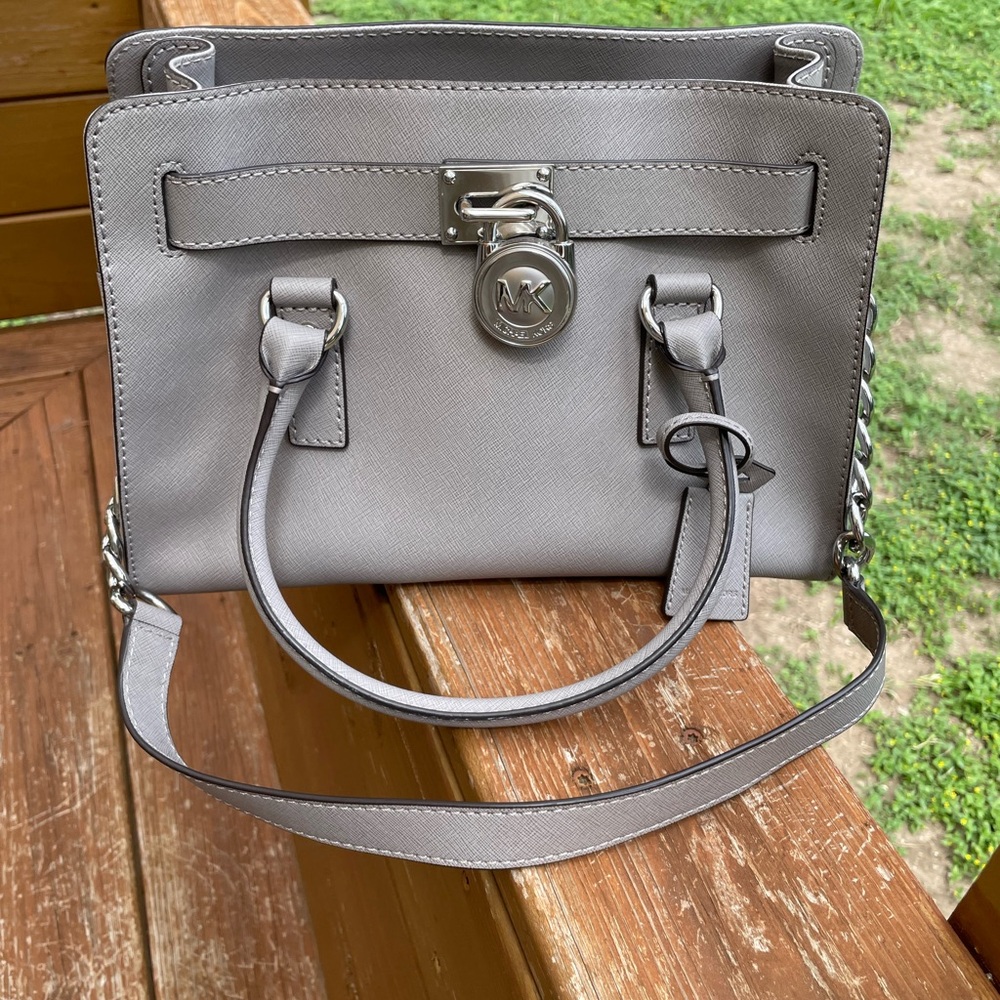 EUC Michael Kors Gray Satchel with Silver Hardware